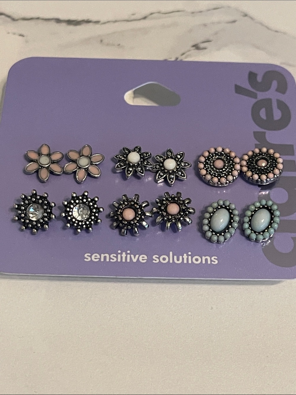 Claire's Pastel Pink and Light Blue Floral Stud Earring Set